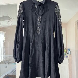 Dark In Love Black Long-Sleeve Fishnet Dress